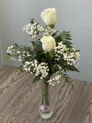 2 White Rose Bud Vase from Nate's Flowers in Casper, WY