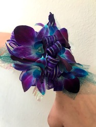 6B Blue Orchid Wrist Corsage from Nate's Flowers in Casper, WY