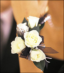 5 White Mini Roses" Wristlet from Nate's Flowers in Casper, WY